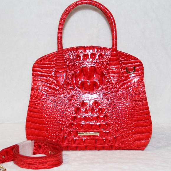 BRAHMIN Rosetta Satchel Red Sriracha Melbourne Purse Tote Crossbody Bag NWT - Picture 1 of 7